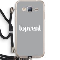 Topvent Grijs Wit: Samsung Galaxy J3 (2016) Transparant Hoesje met koord