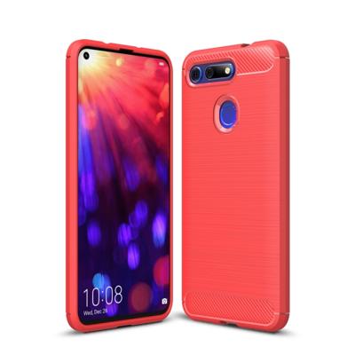 Geborsteld textuur Carbon Fiber schokbestendig TPU Case voor Huawei Honor weergave 20 (rood)