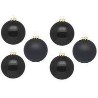Inge Christmas grote kerstballen - 6x - zwart - 10 cm - glas - Kerstbal - thumbnail