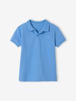 Poloshirt met korte mouwen voor jongens met borduurwerk op de borst blauw