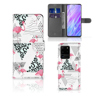 Samsung Galaxy S20 Ultra Telefoonhoesje met Pasjes Flamingo Triangle