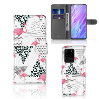 Samsung Galaxy S20 Ultra Telefoonhoesje met Pasjes Flamingo Triangle - thumbnail