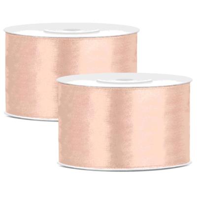 Hobby Sierlint satijn - 2x - zalm rose - 25 meter - cadeaulint - satijnlint/sierlinten