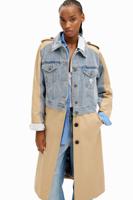 Hybride denim trenchcoat - BROWN - L - thumbnail