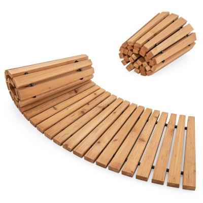 Gebogen Tuinpad van Dennenhout Decoratief Looppad met Antislip Oppervlak Metalen Draden met Plastic Omhulsel voor Patiotuinen en Gazons