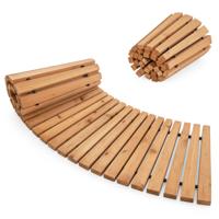 Gebogen Tuinpad van Dennenhout Decoratief Looppad met Antislip Oppervlak Metalen Draden met Plastic Omhulsel voor Patiotuinen en Gazons