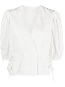 See by Chloé blouse à fleurs brodées - Blanc