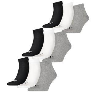 Puma Quarter Sokken Plain 9-pack Zwart / Wit / Grijs-35/38