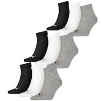 Puma Quarter Sokken Plain 9-pack Zwart / Wit / Grijs-35/38