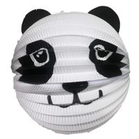 Lampion panda - 20 cm - wit/zwart - papier - thumbnail