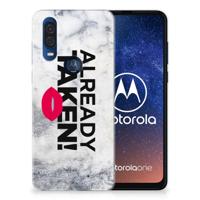 Motorola One Vision | Siliconen hoesje | met naam Already Taken White