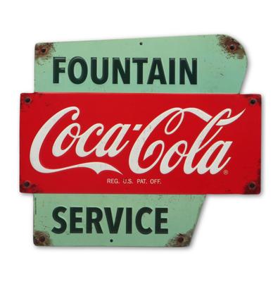 Coca-Cola Fountain Service Metalen Bord - 29 x 33cm