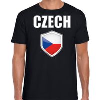 Tsjechie landen supporter t-shirt met Tsjechische vlag schild zwart heren