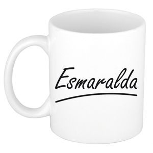 Esmaralda voornaam kado beker / mok sierlijke letters - gepersonaliseerde mok met naam   -