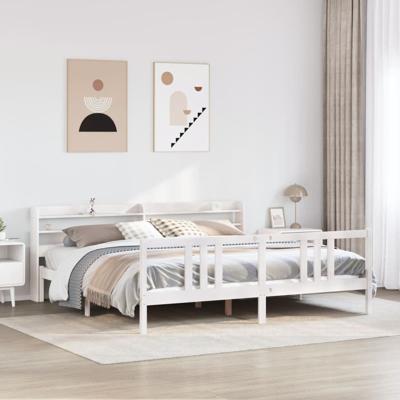 Bedframe met hoofdeinde zonder matras 200x200 cm wit