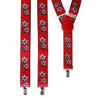 Oktoberfest Edelweiss bretels met bloemen - rood - Bretels ophouders voor lederhose