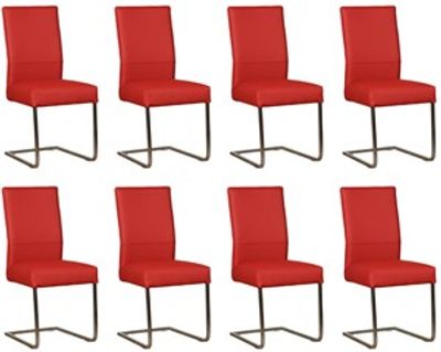 Set van 8 Rode leren industriële eetkamerstoelen Remix - poot vierkant rvs - Toledo Leer Ducati (rood leer)