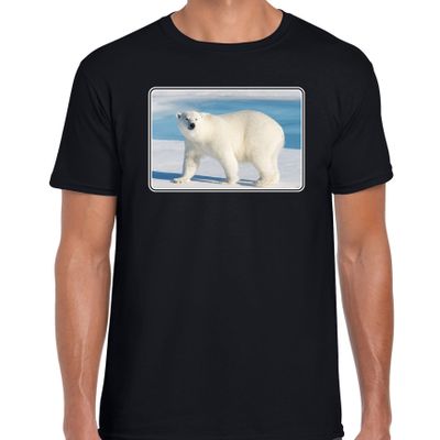 Dieren t-shirt met ijsberen foto zwart voor heren