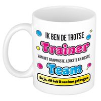 Bellatio Decorations cadeau mok voor trainer - grappig - keramiek - 300 ml - feest mokken - thumbnail