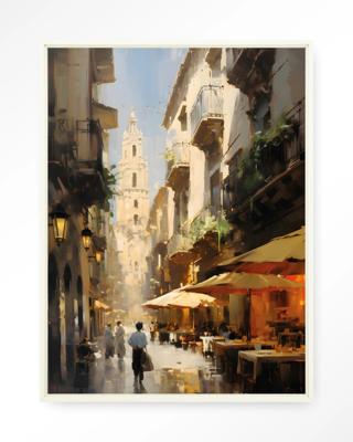 Urban Cotton Wandkleed 'Barcelona' 145 x 190cm in Floating Frame - off white