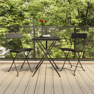 Bistroset inklapbaar 3 st poly rattan zwart