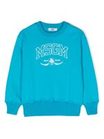 MSGM Kids sweat en coton à logo imprimé - Bleu