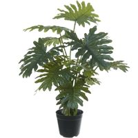 Groene gatenplant Philodendron Selloum kunstplant in zwarte kunststof pot 65 cm   -