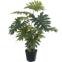 Groene gatenplant Philodendron Selloum kunstplant in zwarte kunststof pot 65 cm - thumbnail