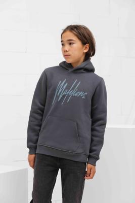 Malelions Striped Signature Hoodie Kids Donkergrijs/Lichtblauw - Maat 128 - Kleur: Donkergrijs | Soccerfanshop