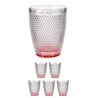 Set van 6x stuks luxe drinkglazen/waterglazen van 300 ml transparant/rood - thumbnail