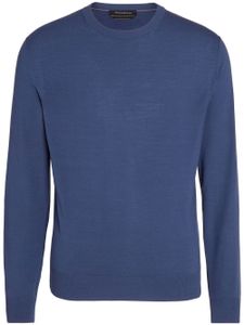 Zegna pull en laine à col rond - Bleu