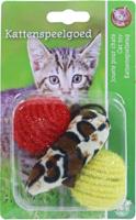Katten-speelgoed bal muis 7.5cm pak a 3st - Gebr de boon