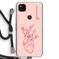 Blooming Heart: Pixel 4a 5G Transparant Hoesje met koord