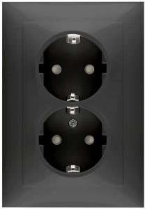 PEHA Badora MAT ZWART stopcontact RA dubbel + kinderbeveiliging - 4603530