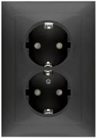 PEHA Badora MAT ZWART stopcontact RA dubbel + kinderbeveiliging - 4603530