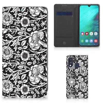 Samsung Galaxy A40 Smart Cover Black Flowers Samsung Galaxy A40 Smart Cover Black Flowers