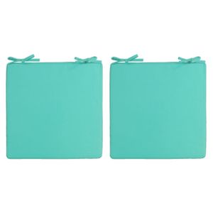 2x Stoelkussens voor binnen en buiten in de kleur aqua groen/blauw 40 x 40 cm Tuinkussens voor buite