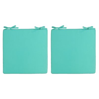 2x Stoelkussens voor binnen en buiten in de kleur aqua groen/blauw 40 x 40 cm Tuinkussens voor buite