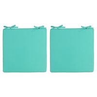 2x Stoelkussens voor binnen en buiten in de kleur aqua groen/blauw 40 x 40 cm Tuinkussens voor buite