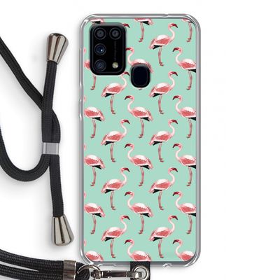 Flamingoprint groen: Samsung Galaxy M31 Transparant Hoesje met koord