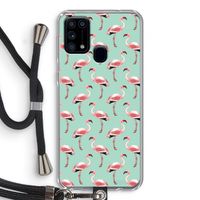 Flamingoprint groen: Samsung Galaxy M31 Transparant Hoesje met koord