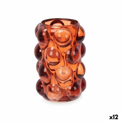 Kaarshouder Microbolletjes Oranje Kristal 8,4 x 12,5 x 8,4 cm (12 Stuks)