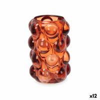 Kaarshouder Microbolletjes Oranje Kristal 8,4 x 12,5 x 8,4 cm (12 Stuks)