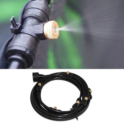 Outdoor gazon tuin PE slang mist gieter lijn Misting koeling systeem met 21 x mist nozzles lengte: 15m (zwart)