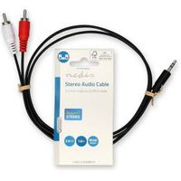Stereo-Audiokabel | 3,5 mm Male | 2x RCA Male | Vernikkeld | 1.00 m | Rond | Zwart | Label - thumbnail