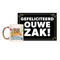 Verjaardag cadeau koffiemok 65 jaar - man - veteranen - met gefeliciteerd ouwe zak wenskaart