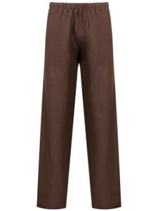 Amir Slama pantalon en lin à taille élastiquée - Marron