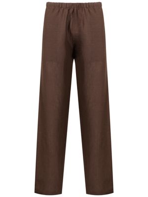 Amir Slama pantalon en lin à taille élastiquée - Marron