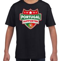 Portugal schild supporter t-shirt zwart voor kinderen - thumbnail