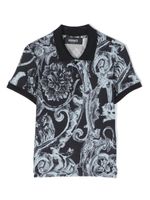 Versace Kids polo en coton à imprimé Barocco - Bleu